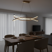 Modern Sculptural LED Chandelier in Gold Finish | Contemporary Hanging Ceiling Light