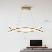 Modern Sculptural LED Chandelier in Gold Finish | Contemporary Hanging Ceiling Light
