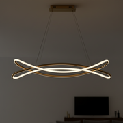 Modern Sculptural LED Chandelier in Gold Finish | Contemporary Hanging Ceiling Light