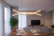 Modern Sculptural LED Chandelier in Gold Finish | Contemporary Hanging Ceiling Light