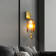 Amber Glass Wall Light with Brass Finish – Modern Decorative Wall Sconce