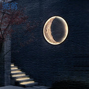 Mood Light Metal Ring Wall lamp with Resin Moon Decorative Accessories