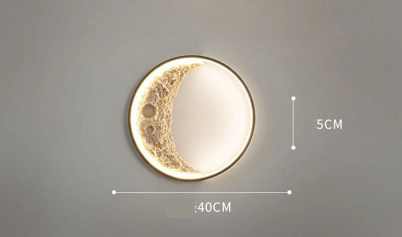 Mood Light Metal Ring Wall lamp with Resin Moon Decorative Accessories