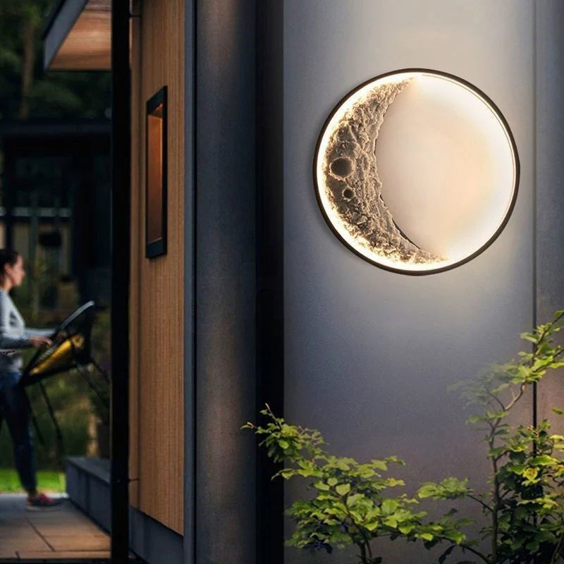 Mood Light Metal Ring Wall lamp with Resin Moon Decorative Accessories