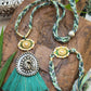 Peacock fusion lumba ( neckpiece) and rakhi set