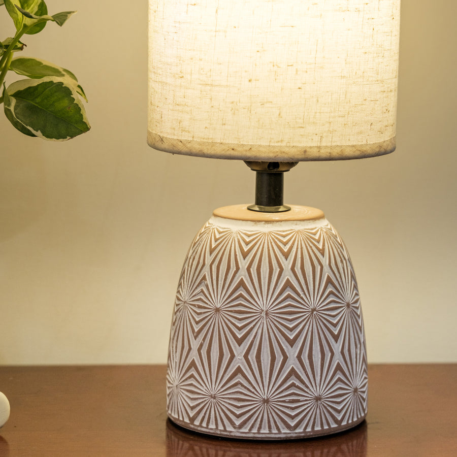 Geomatrey Terracotta Lamp with shade
