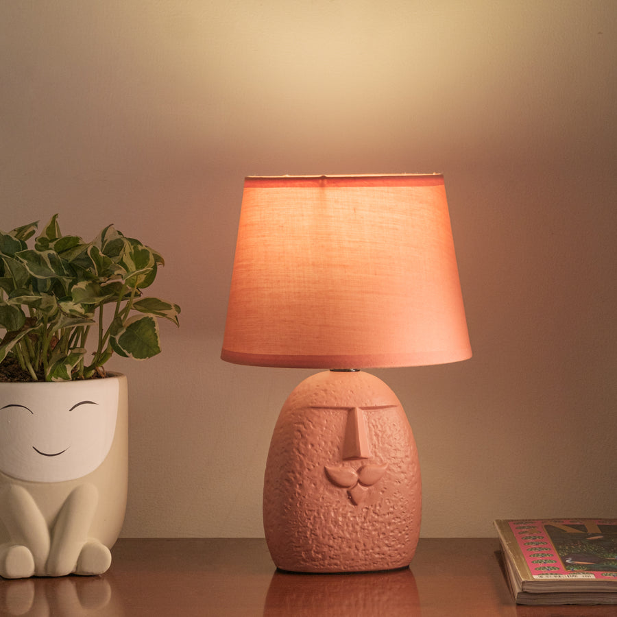 Terracotta moustache table lamp with lamp shade