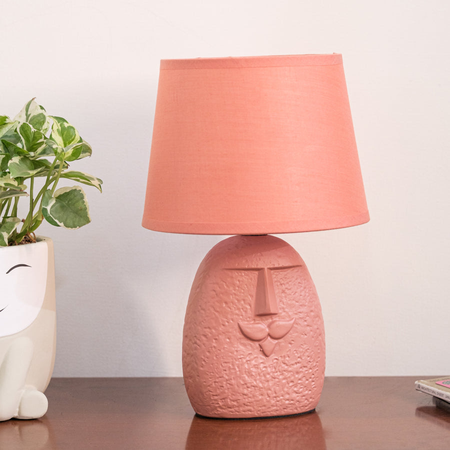 Terracotta moustache table lamp with lamp shade