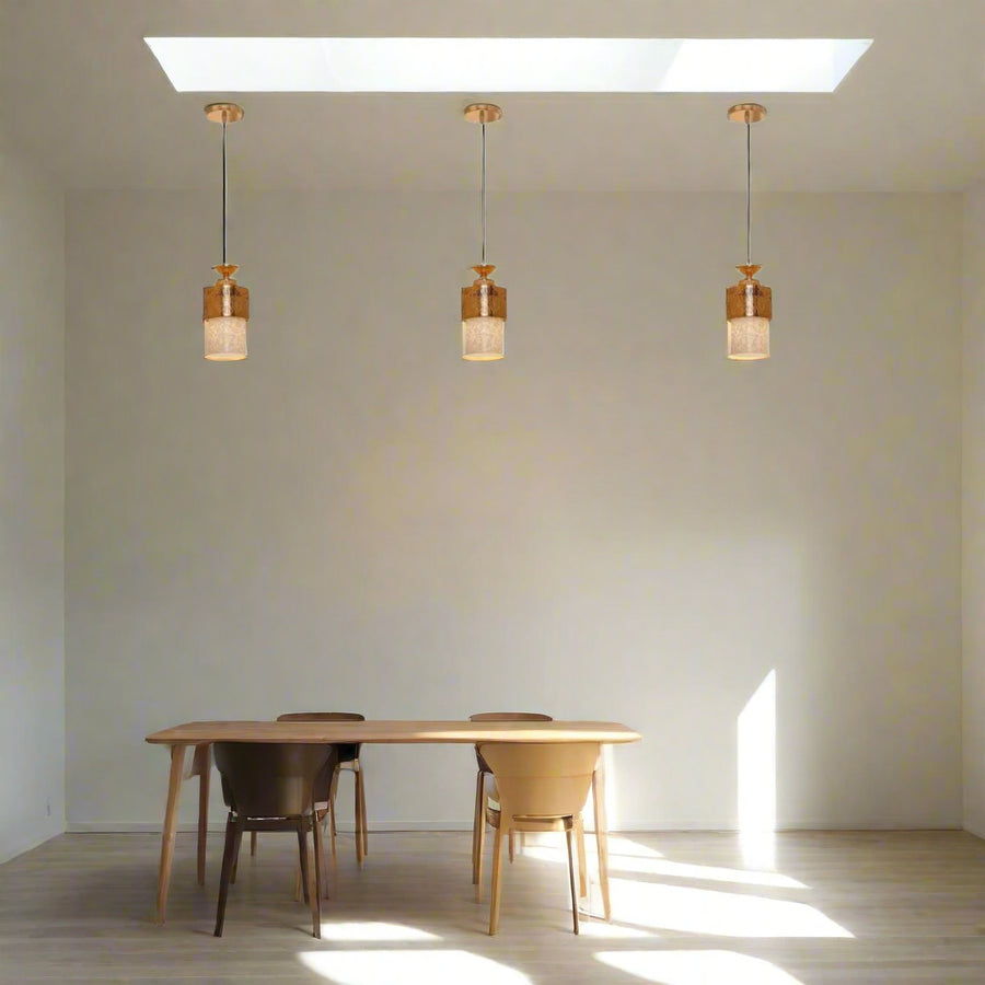 Antique Metal Glass Metal Pendant Light