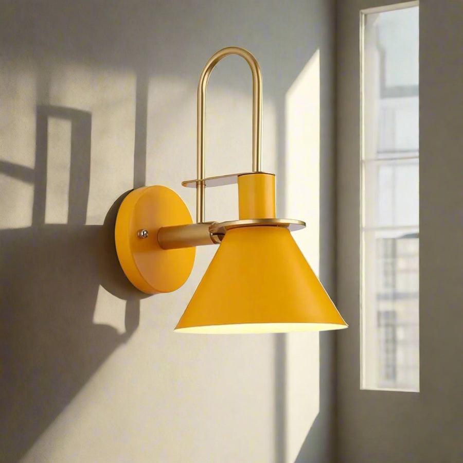 Cone Wall Sconce - Yellow Metal Wall Lamp