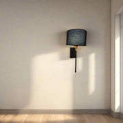 Drum Black Cotton Shade with Metal Base plate Wall Light