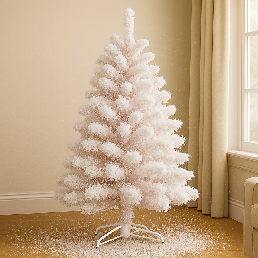 Coral Tree Pink Snowy Christmas Tree with Metal Stand – 150 cm