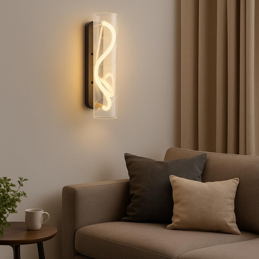 Modern LED Wall Light with Cylindrical Glass Shade