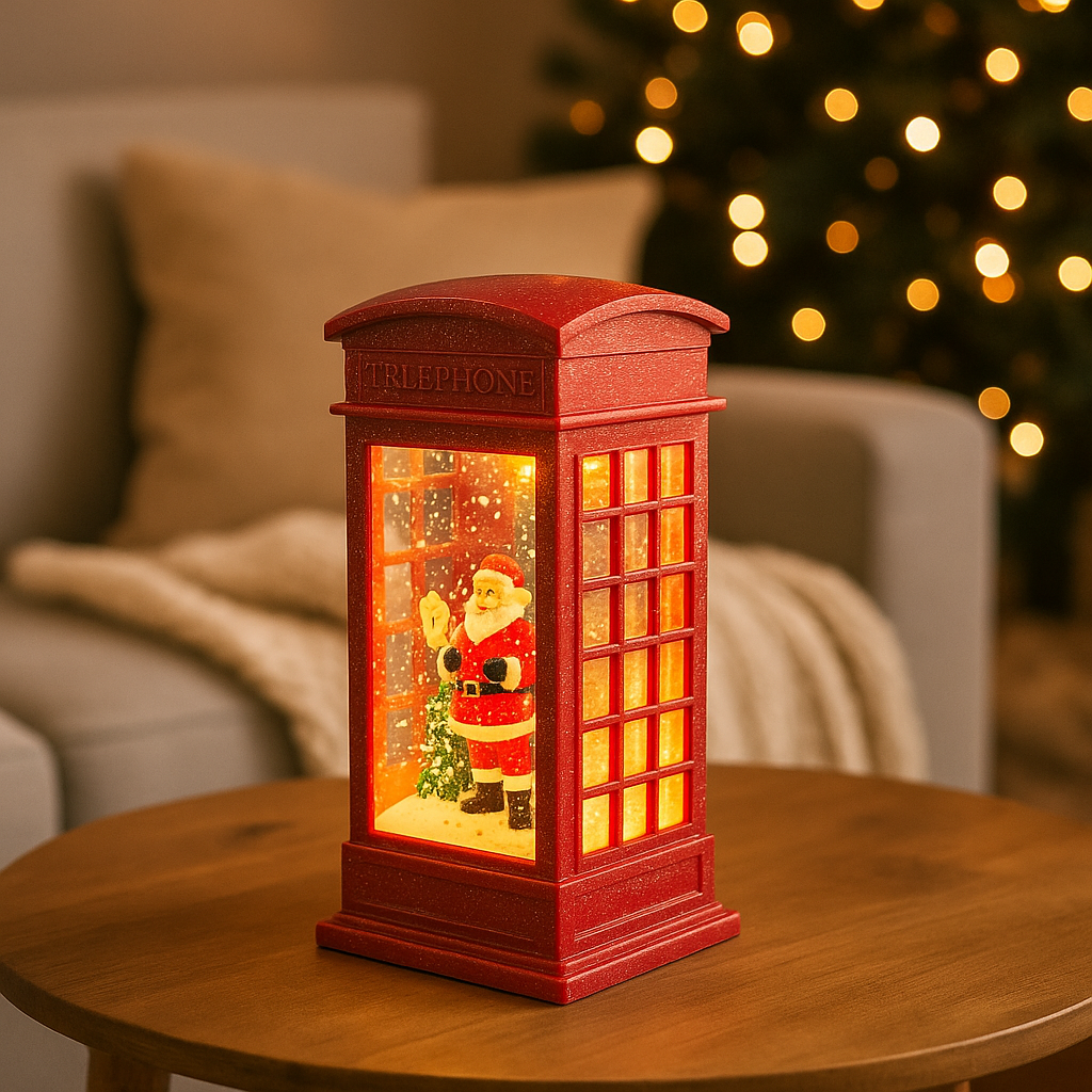 Red telephone booth-shaped lamp
