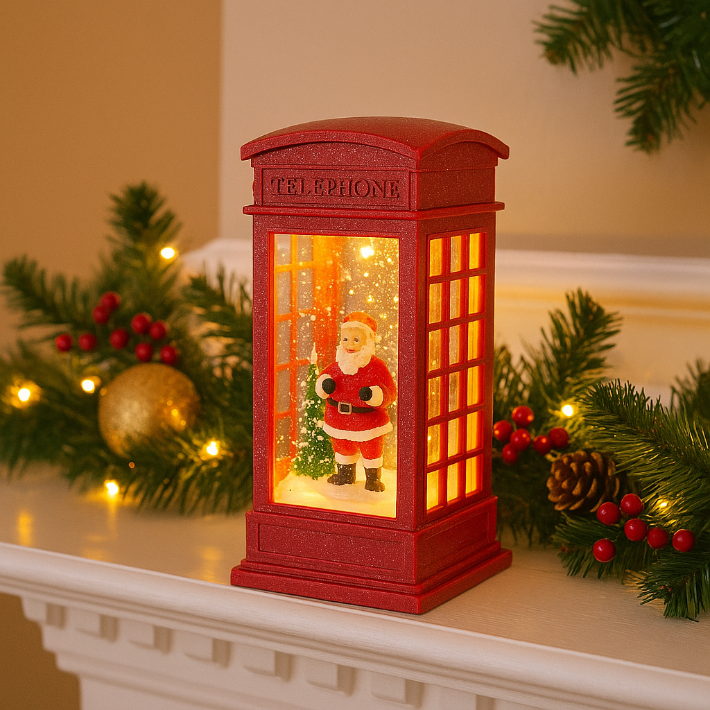 Red telephone booth Christmas decoration