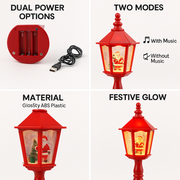 Coral Tree Christmas Lantern Light Santa & Snowman Design | Warm LED Glow with Snow Glitter Effect | 23 cm Height