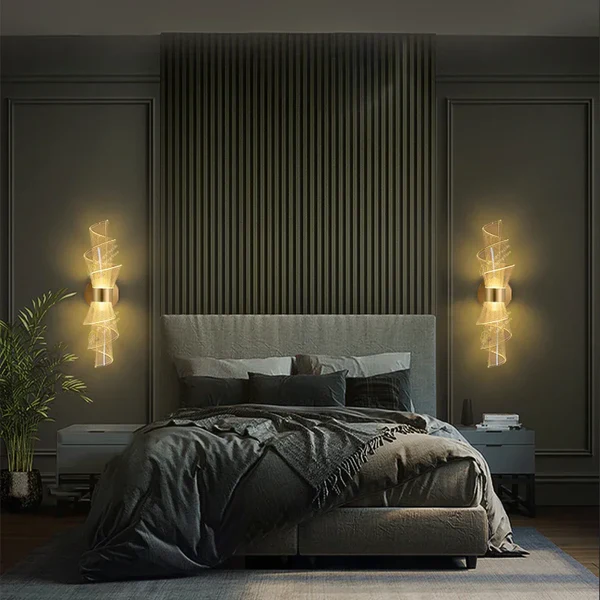 Led Acrylic Modern Golden Metal Wall Light
