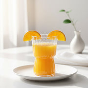 Coral Tree Premium Ribbed Glass Tumbler 300 ml | Transparent Drinking Glass | Modern Water Juice Coffee Glass | 11 cm Height