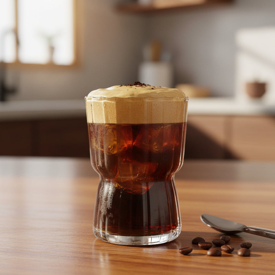 Coral Tree Premium Ribbed Glass Tumbler 300 ml | Transparent Drinking Glass | Modern Water Juice Coffee Glass | 11 cm Height