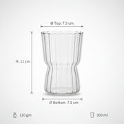 Coral Tree Premium Ribbed Glass Tumbler 300 ml | Transparent Drinking Glass | Modern Water Juice Coffee Glass | 11 cm Height