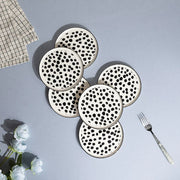 Coral Tree Ceramic Dessert Plate Set of 6 | Black Polka Dot Snack Plate | 15 cm Serving Plate