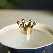 Coral Tree Ceramic Casserole Bowl with Lid | Crown Handle Serving Pot | 20x15x12 cm | Premium Serving Dish