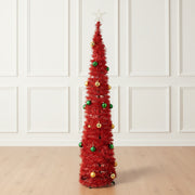 5.3 Ft Collapsible Christmas Tree with Pre-Fixed Balls | Ready to Install | Foldable & Reusable Holiday Tree