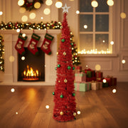 5.3 Ft Collapsible Christmas Tree with Pre-Fixed Balls | Ready to Install | Foldable & Reusable Holiday Tree