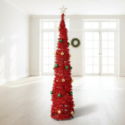 5.3 Ft Collapsible Christmas Tree with Pre-Fixed Balls | Ready to Install | Foldable & Reusable Holiday Tree