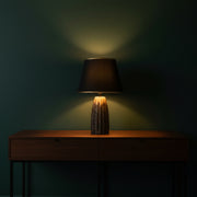Modern Table Lamp with Matte Black Shade & Gold Border | Decorative Bedside Lamp | E14 Holder | 33 cm