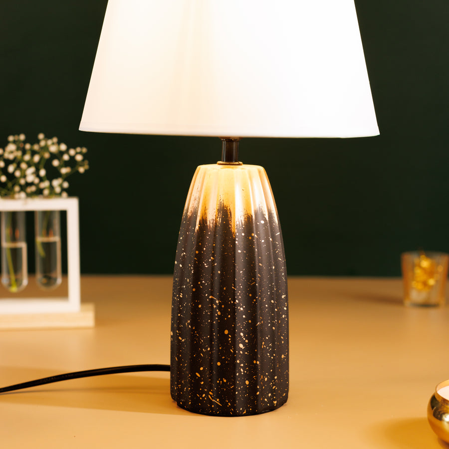 The Decor Kart Grey Ceramic Serenity Table Lamp - White Lamp Shade