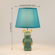 Modern Character Table Lamp with Fabric Shade | Decorative Bedside Lamp | E14 Holder | 33 Green cm