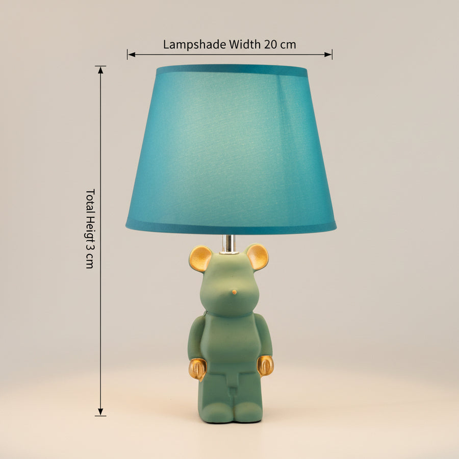 Modern Character Table Lamp with Fabric Shade | Decorative Bedside Lamp | E14 Holder | 33 Green cm