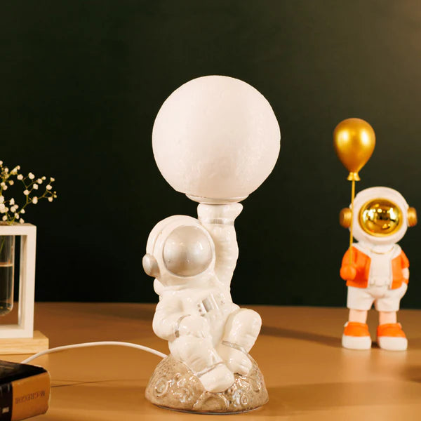 Astronaut Table Lamp with Globe Shade | Modern Acrylic & Ceramic Decorative Lamp