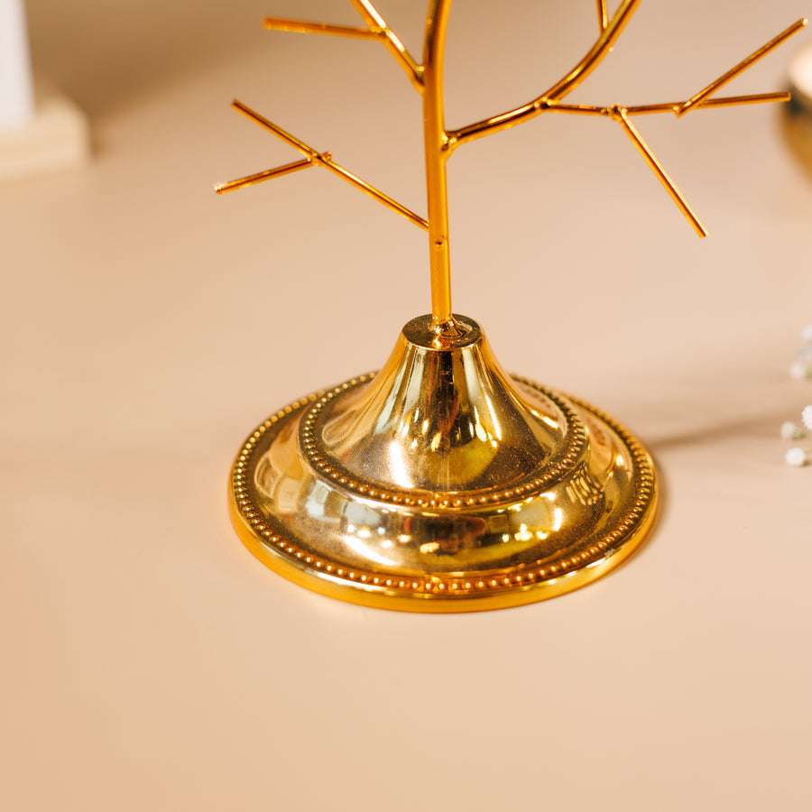 Gold Metal Bird Tree T-light Candle Holder (1 Pc) | Decorative T-Light Stand for Home Décor, Diwali & Festive Table Centerpiece | Height 22 cm | Base 10 x 10 cm