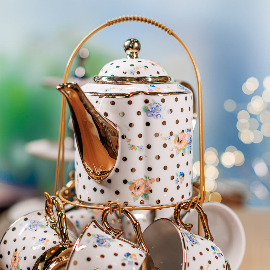 Polka dot 14 pc Tea Cup set