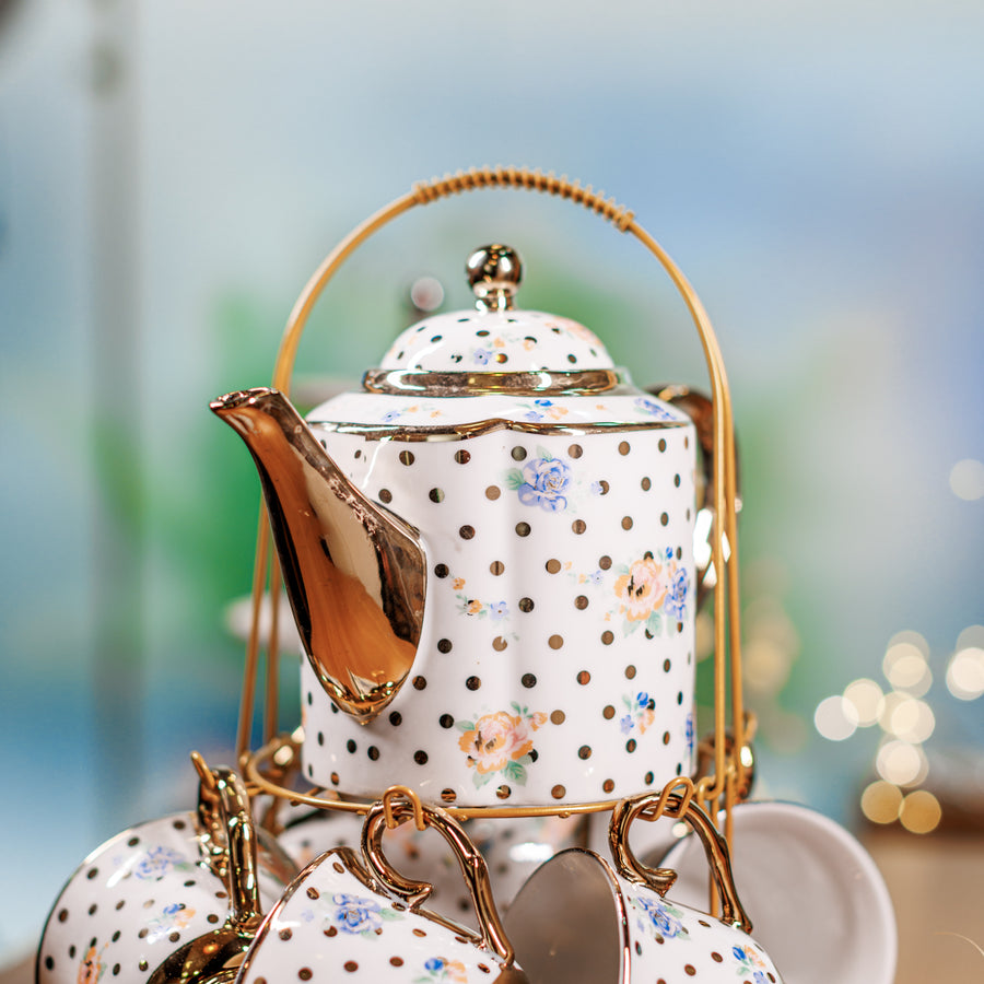 Polka dot 14 pc Tea Cup set