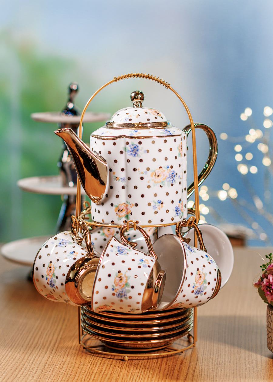 Polka dot 14 pc Tea Cup set