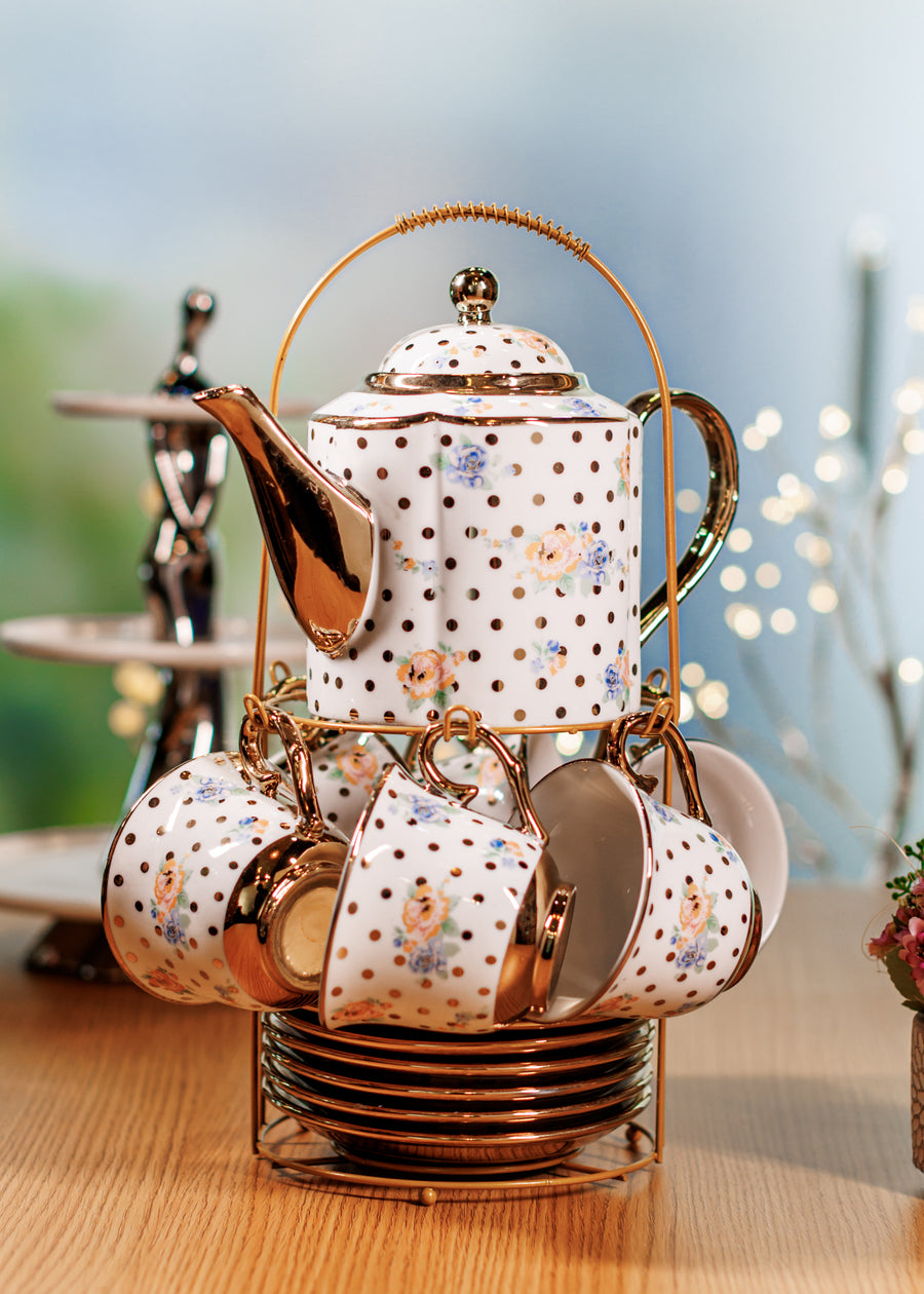 Polka dot 14 pc Tea Cup set