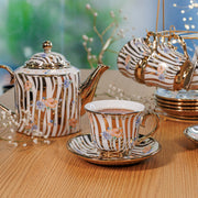 White and Golden color 14 tea Cup set