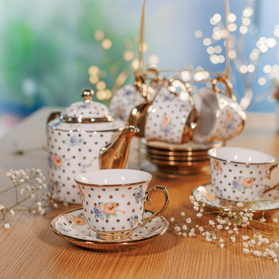 Polka dot 14 pc Tea Cup set