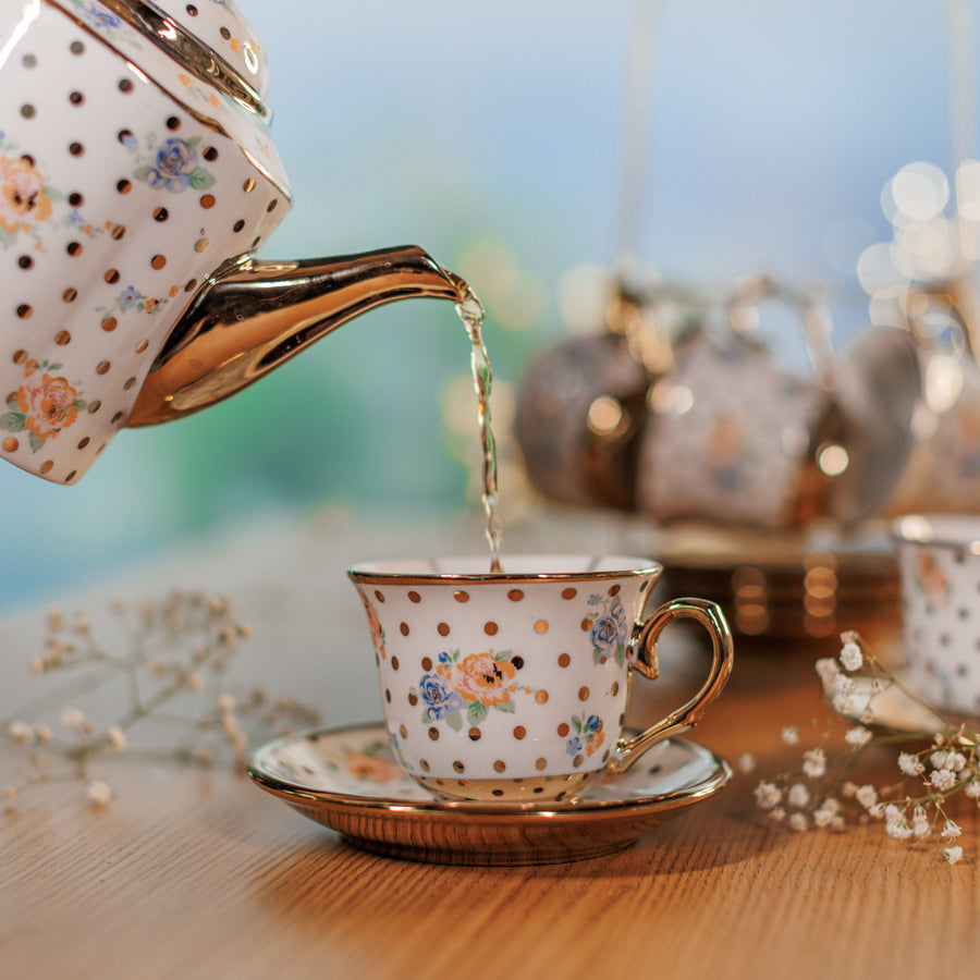 Polka dot 14 pc Tea Cup set
