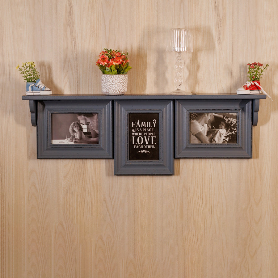 wooden shelf set of 3 photoframe