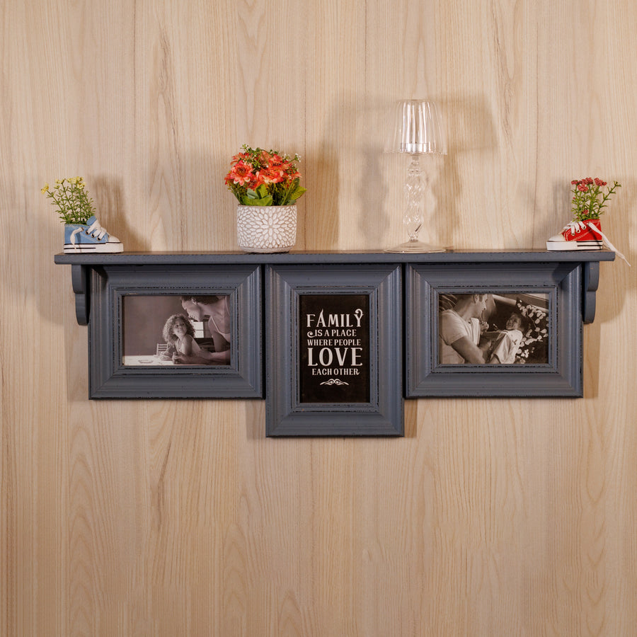wooden shelf set of 3 photoframe