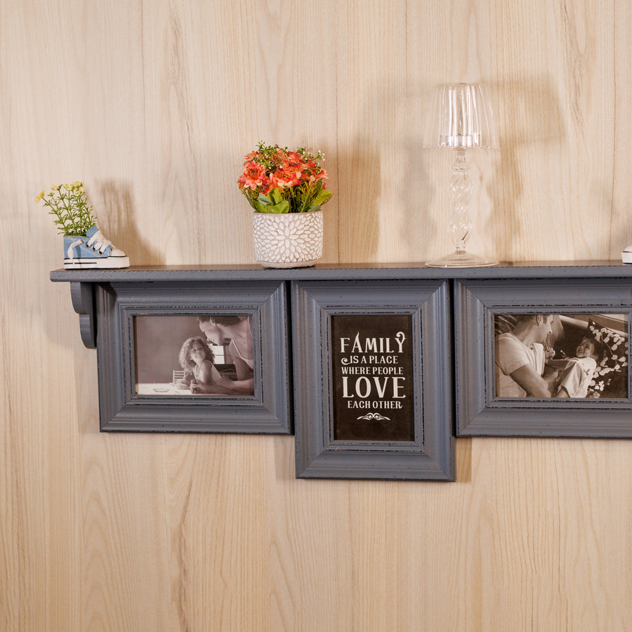 wooden shelf set of 3 photoframe
