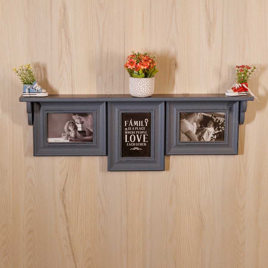 wooden shelf set of 3 photoframe