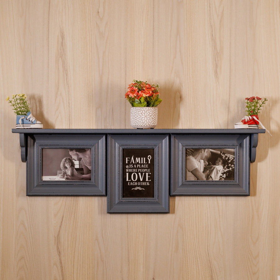 wooden shelf set of 3 photoframe