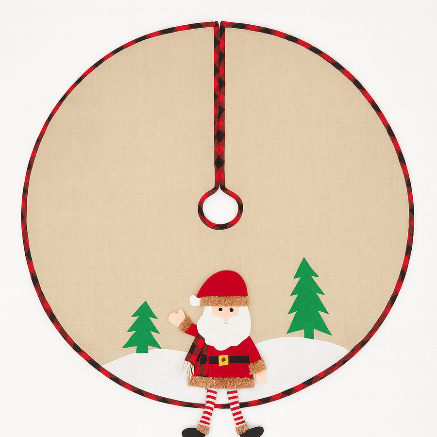 Christmas Tree Skirt with Santa Design – 120 cm Diameter