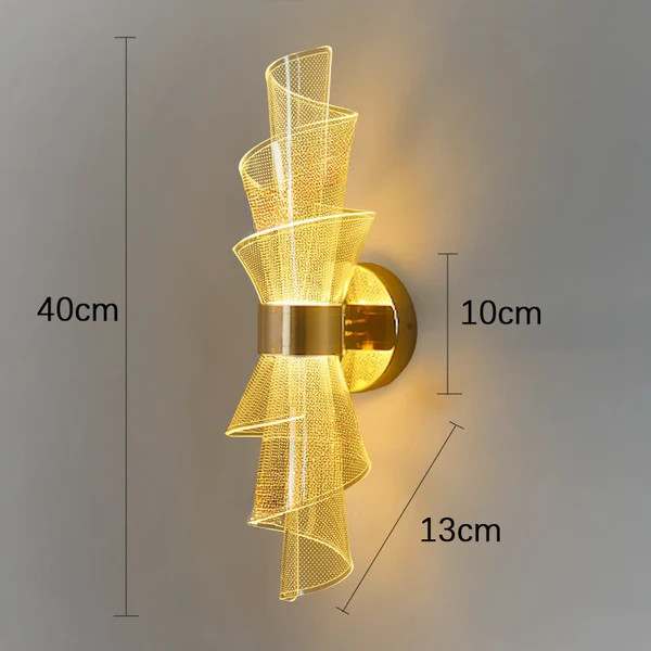 Led Acrylic Modern Golden Metal Wall Light