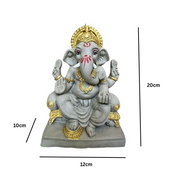 ECO Friendly Plain Ganesh ji with Water Soluble Idol (Grey) 7 inch Ganesh